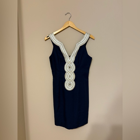 Lilly Pulitzer Vallie Navy Shift Dress with White Detail Size 0 NWTs - Picture 6 of 8